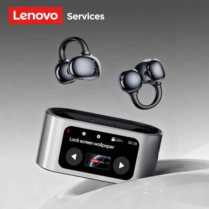 Lenovo RS105 Безжични Слушалки с LCD Тъчскрийн, Bluetooth 6.0, Open-Ear Клипс за Спорт