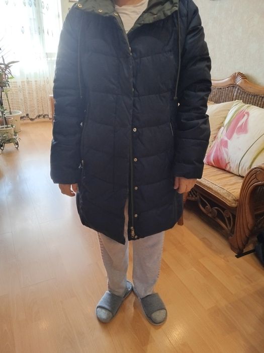 Пуховик женский синий