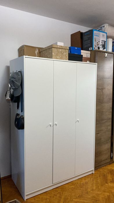 Dulap cu 3 uşi, alb, 117x55x176 cm