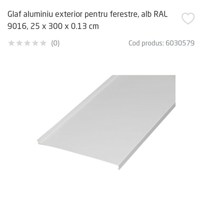 Glaf / pervaz de aluminiu 25 cm x 300 cm
