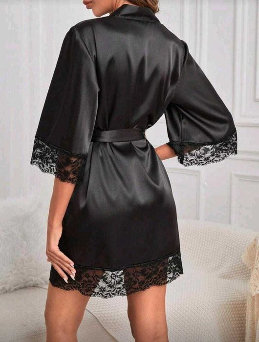 Halat satin negru - 6 bucati