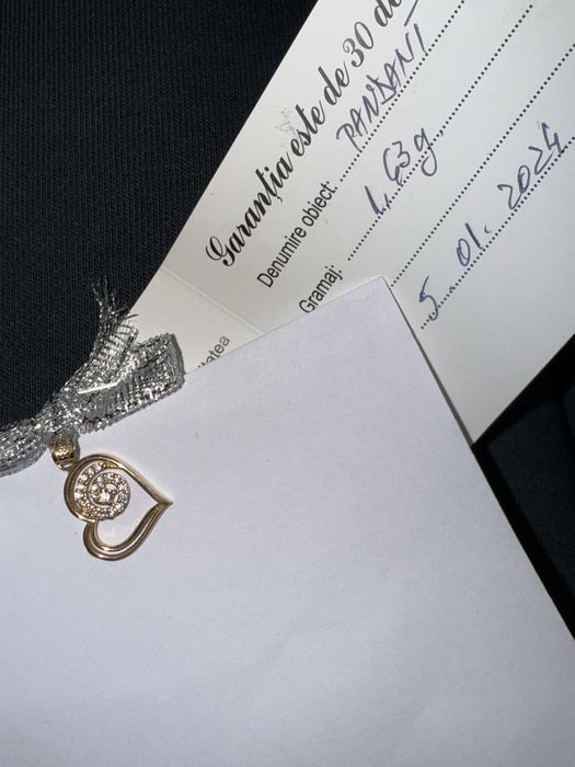 Pandantiv Aur 14K D'Amour NOU - Inimă cu pietre (Cadou Ideal)