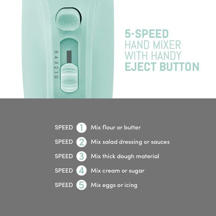 Elite Gourmet EHM003M Ultra Power Електрически миксер, 5 скорости