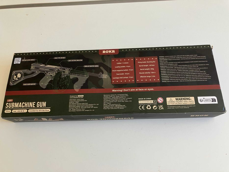 ROKR Submachine Gun LQB01 – puzzle 3D din lemn, nou