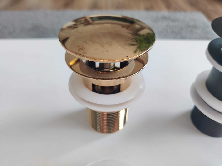 Supapa (ventil) lavoar click-clack cu preaplin negru si auriu