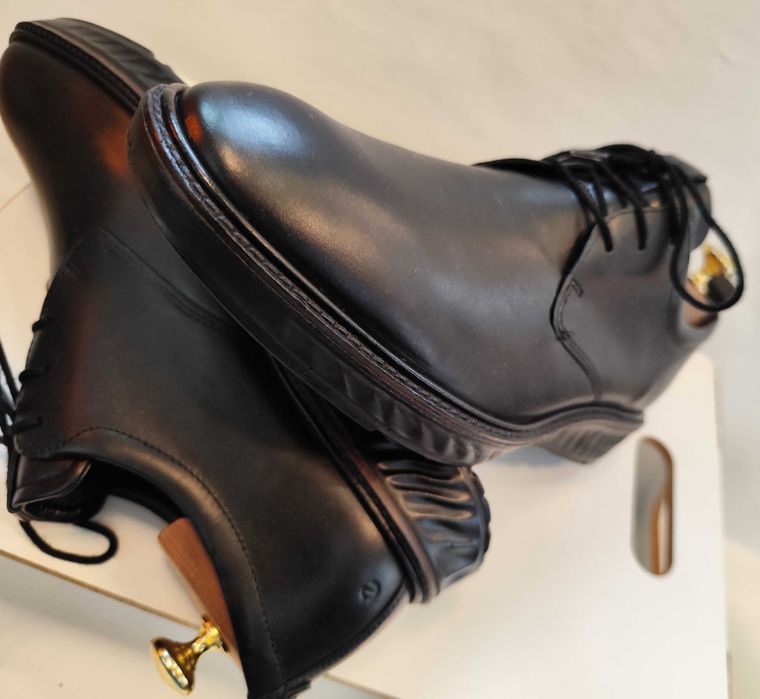 Pantofi derby 43 43.5 premium ECCO piele naturala moale negru