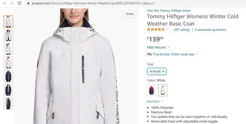 Tommy Hilfiger 3-in-1 дамско зимно якета(2 якета в 1) ОРИГИНАЛНО М