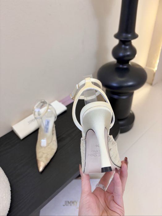 Pantofi Jimmy Choo Faiz leather-trimmed lace pumps