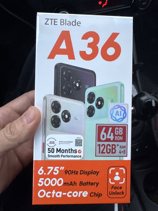 ZTE A36 Blade, Новый телефон, запечатенный, ашылмаған