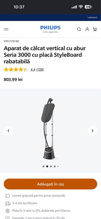 Aparat de călcat vertical cu aburi Philips Seria 3000 – nou, nefolosit