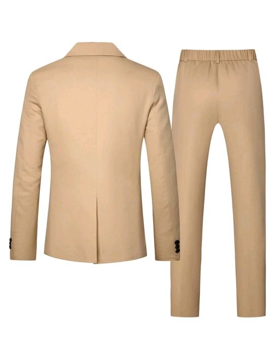 Мъжки модерен костюм Manfinity slim fit в бежово