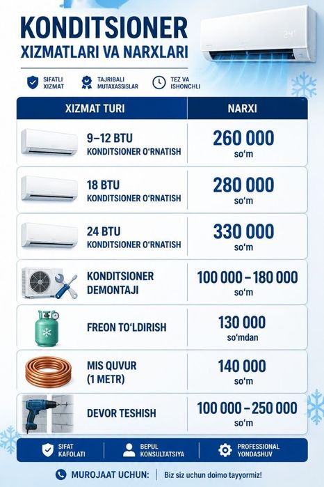 Konditsioner ustanovka qilish