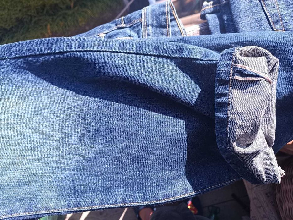 Selvedge Jeans-Blugii din denim selvedge de culoare albastră, George