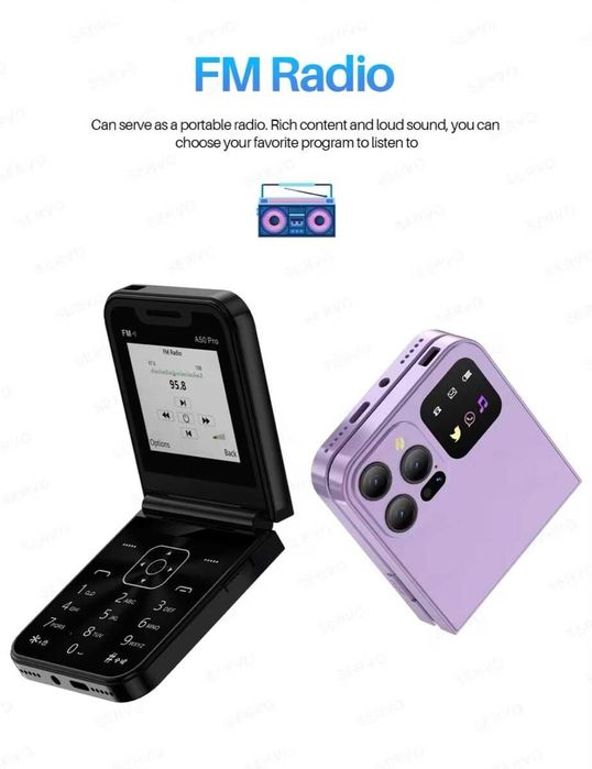 Сгъваем Телефон Mini Flip Smart Phone с 2 SIM карти Мини Телефон GSM