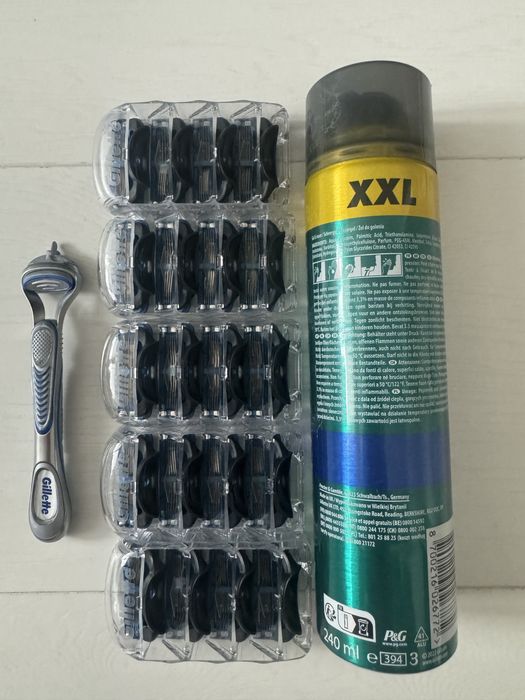 20 rezerve Gillette Fusion Sport+aparat de ras+gel de ras