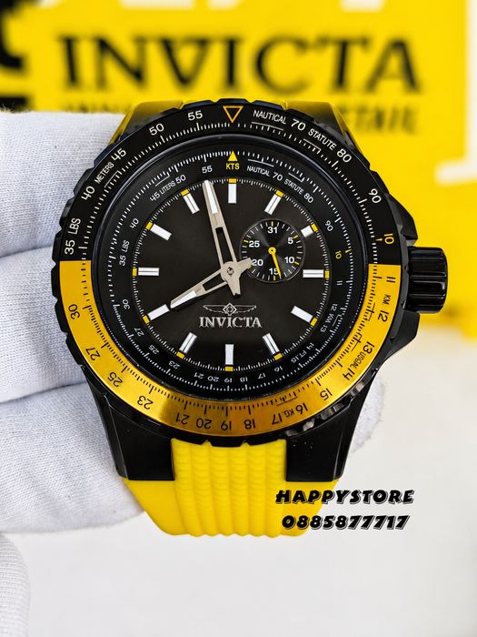 INVICTA Aviator Yellow/Black 50 mm, Инвикта нов мъжки часовник