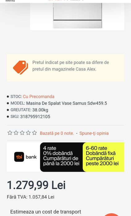 Masina de spalat vase Samus, de vanzare