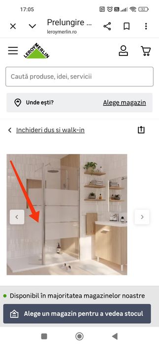 Prelungire perete dus walk-in