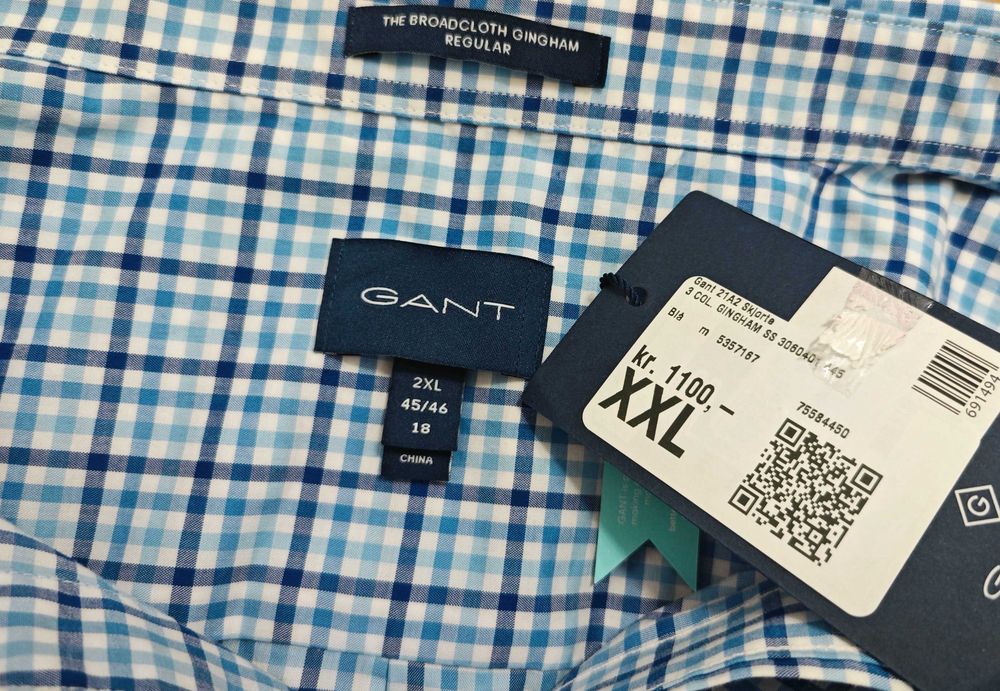 GANT Оригинална мъжка риза с къс ръкав размер XXL / 2XL   НОВА