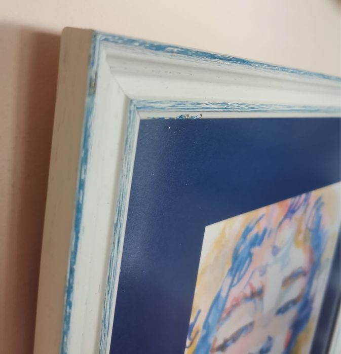 Антикварна картина акварел рамка паспарту авторска поп арт Мадона !