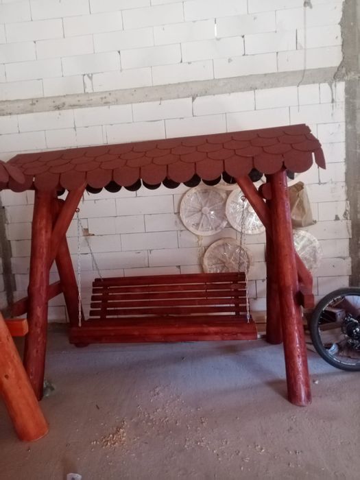 Balansoar din lemn rustic / leagan lemn rotund