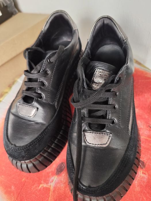 Обувки естествена кожа на платформа