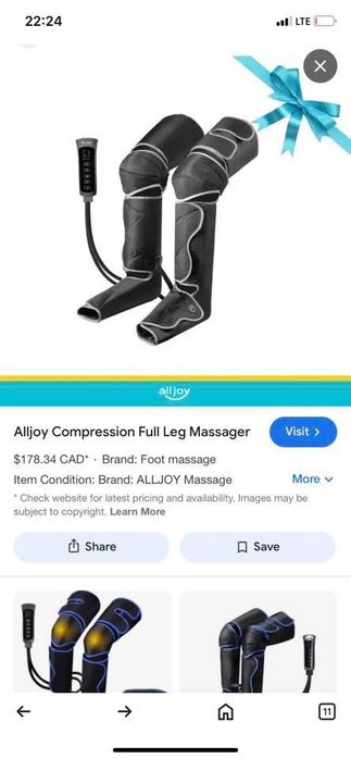 Компресионен масажьор за възстановяване на kpaka, пресотерапия