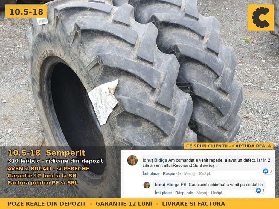 Cauciucuri Anvelope 10.5-18 10.5/80-18 10.5/80R18 10.5 18 10518 Semperit Tractor Punte Fata SH Second Hand REDUCERE Oferta Pret Bun Livrare Factura