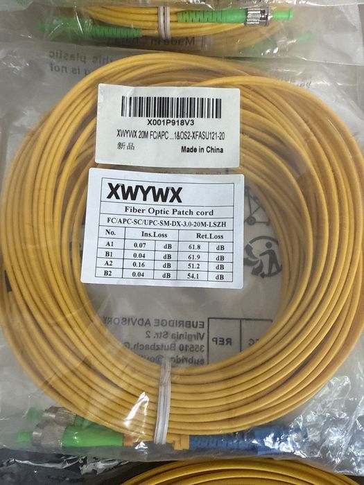 Cablu Patch Fibra Optica 20m XWYWX SM SX/DX LSZH 3.0mm / SC ST LC FC
