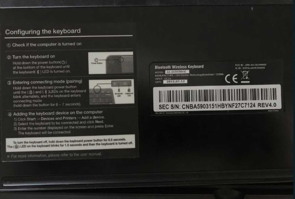 Vand tastatura Samsung wireless model AA-SK2NWBB/SE