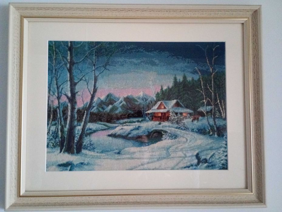 Goblenuri cusute manual (peisaje, ata mouline, panza bumbac, inramate)