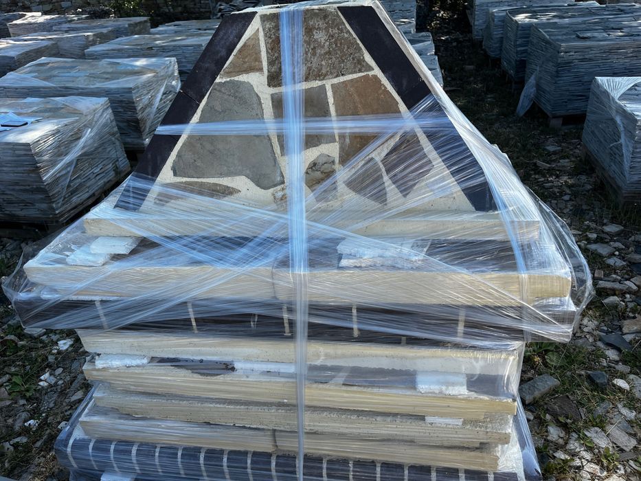 Градински Барбекюта от бетон с декорация от естествен камък