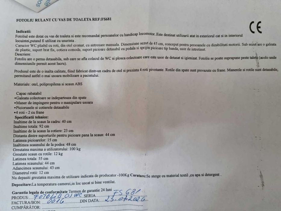 Scaun cu rotile + wc Timisoara • OLX.ro