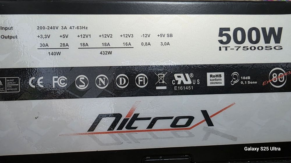 Sursă PC Semi-Modulară Coba Nitrox IT-7500SG 500W, Silențioasă