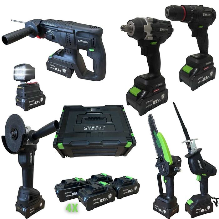 7в1 перфоратор винтоверт гайковерт шлайф саб.трион резачка LED лампа