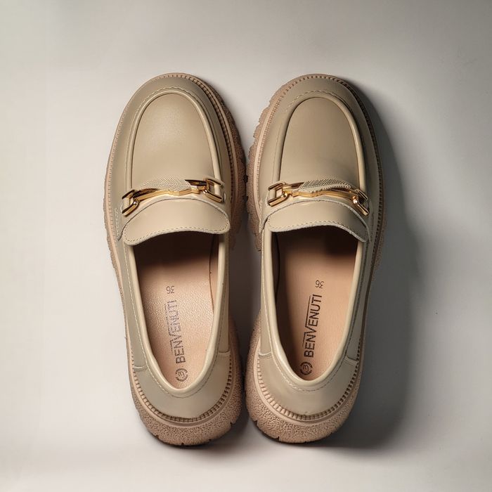 Pantofi de dama, loaferi beige 36