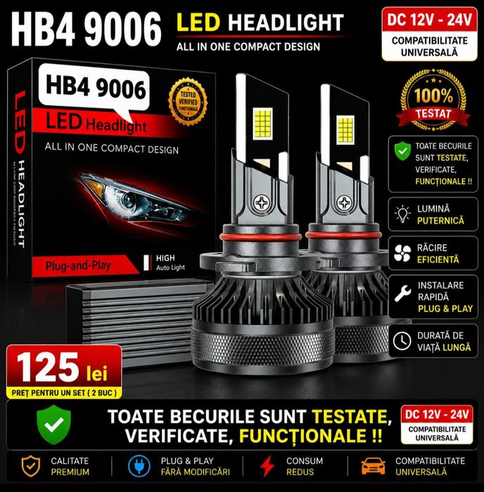 Becuri LED HB4 9006  Canbus 12V-24V  50000LM set 2buc