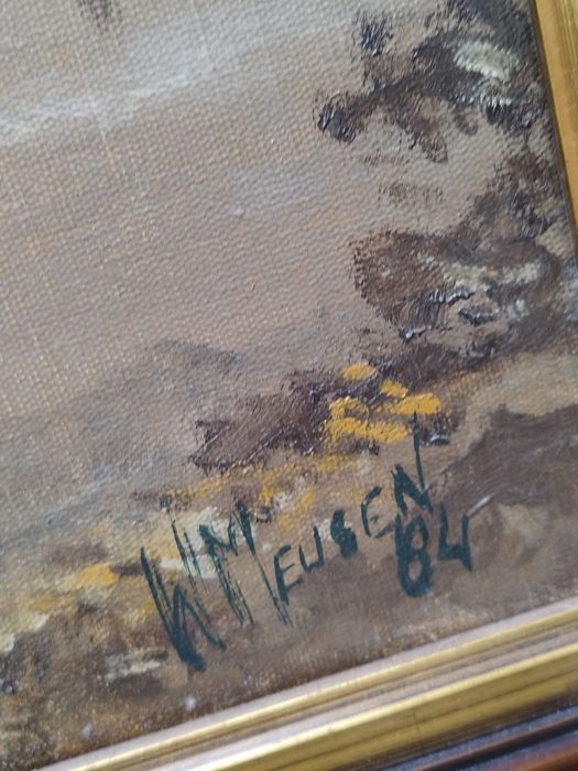 Винтидж холандска картина, масло върху платно , подписана