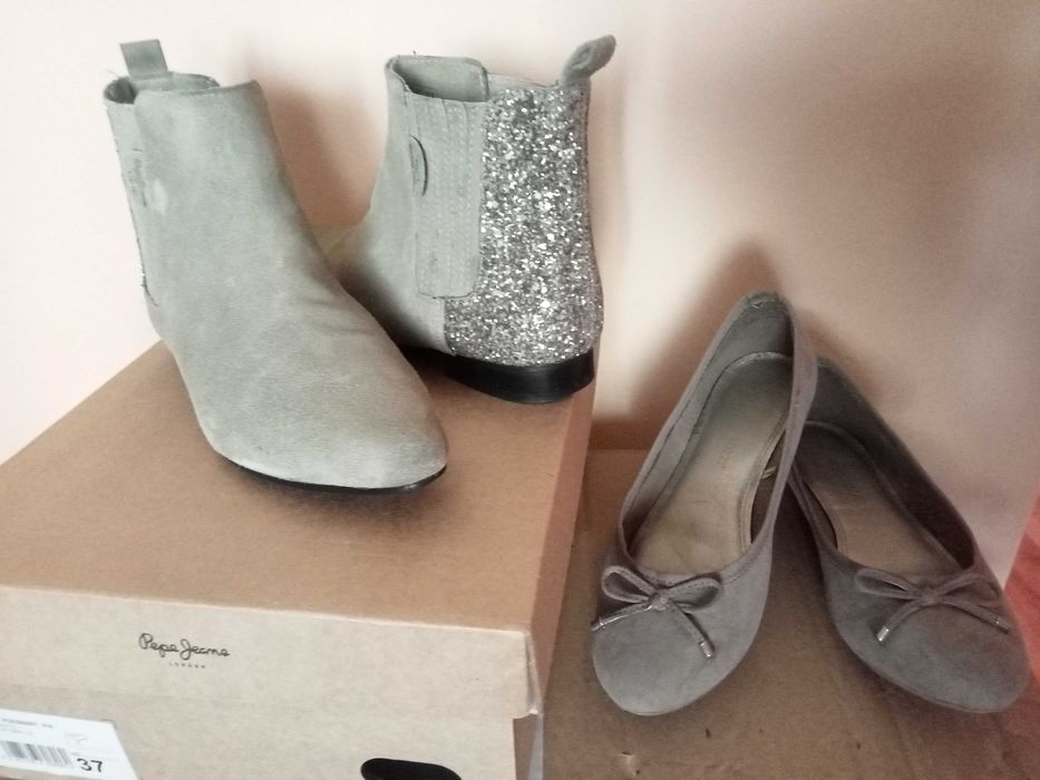 Ghetuțe Pepe Jeans, 37, piele întoarsă/ Palton/Jacheta  primavara 44/48/  sacou gri, clasic, lana, 42