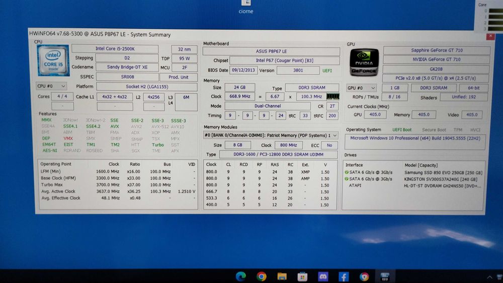 Asus cu Intel i5-2500K  3300GHz