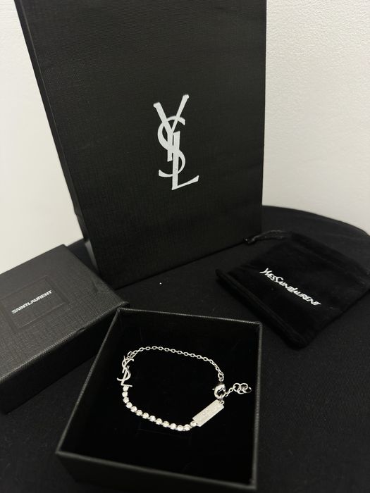 Bratara YSL Yves Saint Laurent Bracelet silver cu pietre