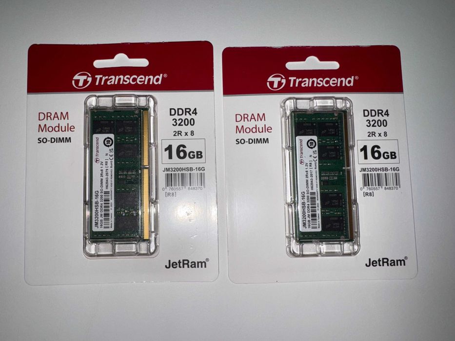 НОВИ 32GB (2x16GB) Transcend DDR4 3200MHz SO-DIMM 2Rx8