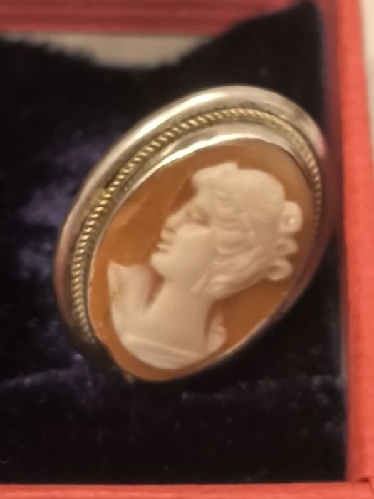 две  обеци за уши са с рамка от сребро 800 камея