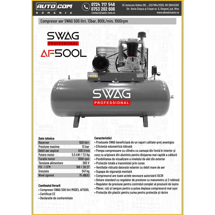 Compresor SWAG AF500L || 500l || 800l/min || 380V