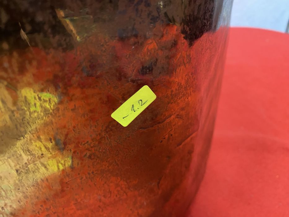 Голям месингов казан с дръжки от ковано желязо