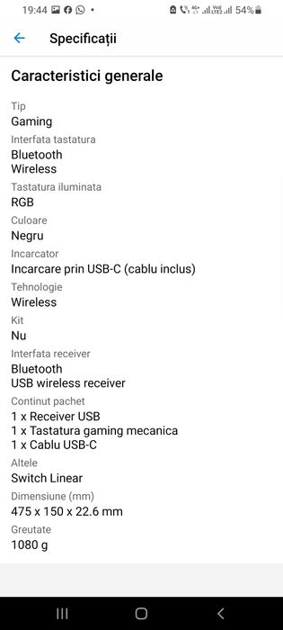 Tastatura Gaming Loghitech Light speed