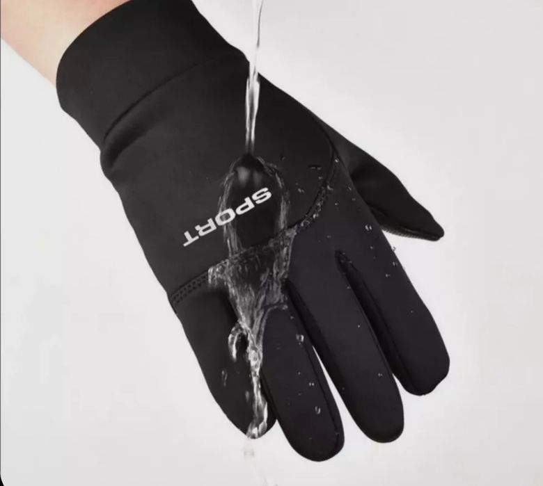 Мужские демисезонные спортивные перчатки в черном и синем цвете