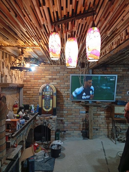 Lampa cu abajor din sticla mozaic .lustra aplica candelabru