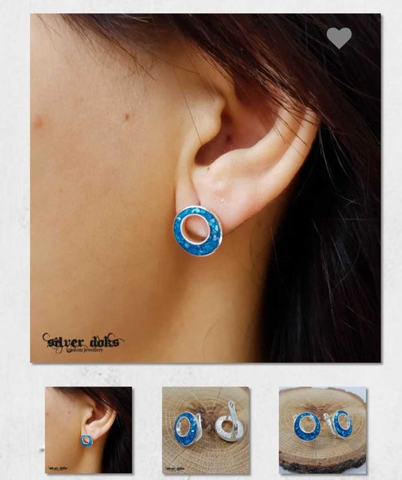 Малки сребърни обеци "Мозайка"