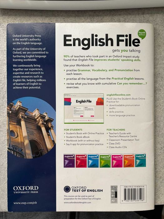 Учебник и тетрадка по английски език - English file fourth edition, Intermediate